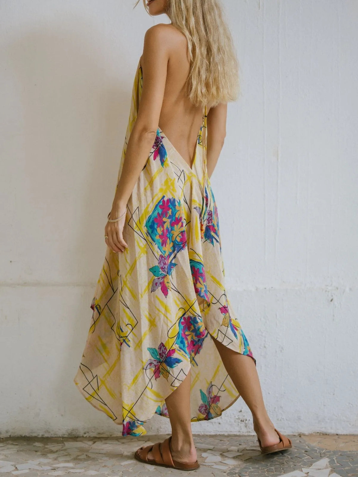 Printed Halter Neck Maxi Dress by Mystique Q