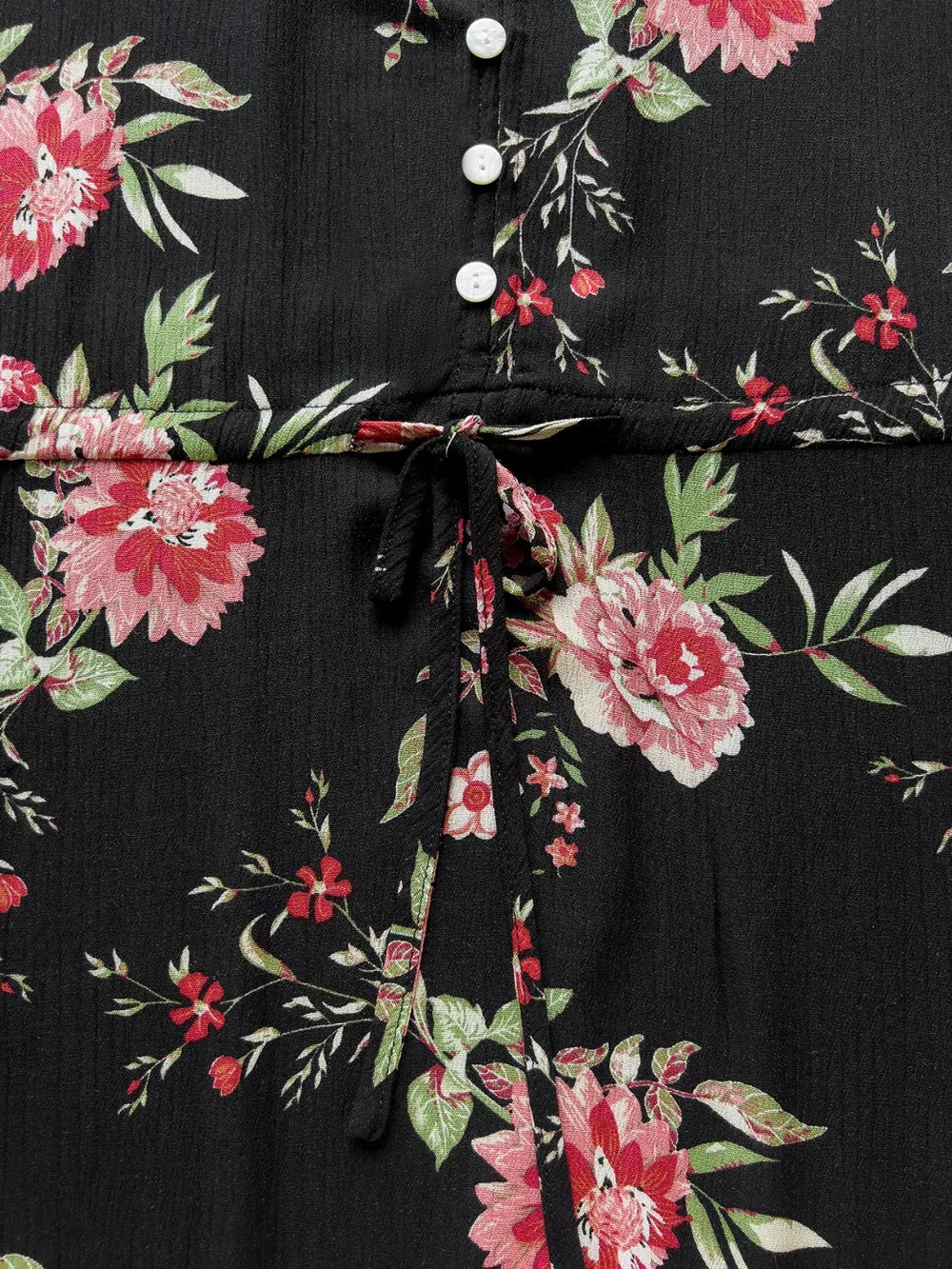 Floral Flare Sleeve Dress in Black