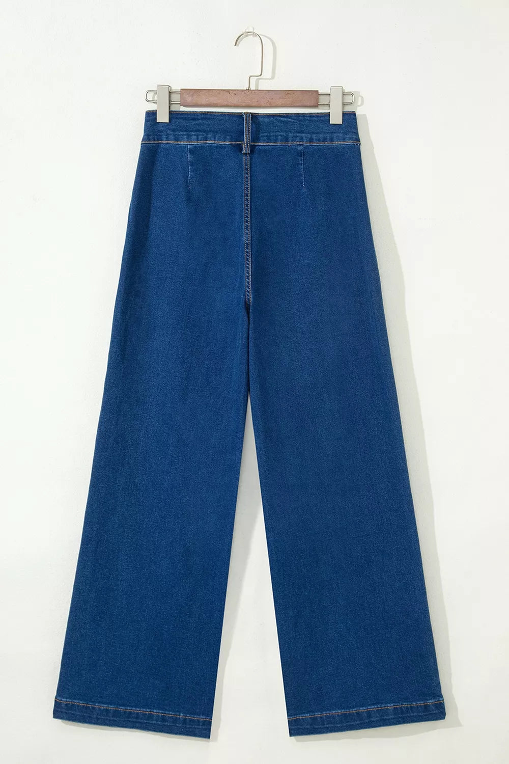 Hardware Patched Pocket Wide Leg Jeans in Navy