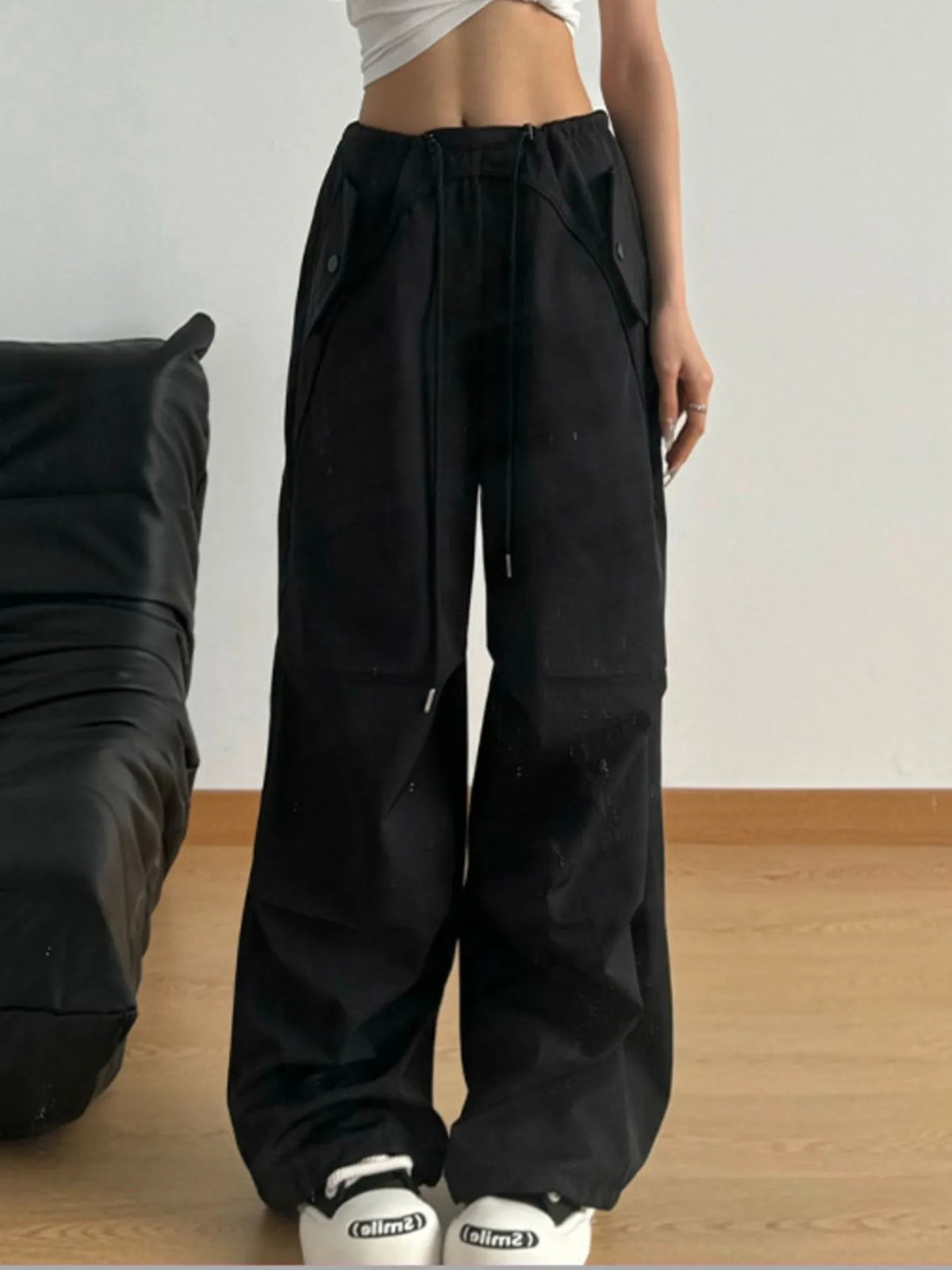 Drawstring Wide Leg Pants