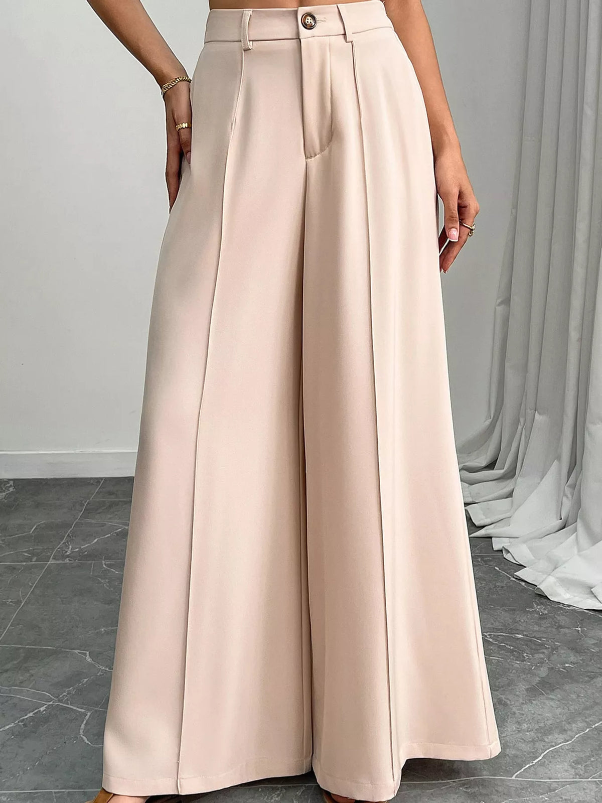 High-Waisted Wide-Leg Pants with Pockets