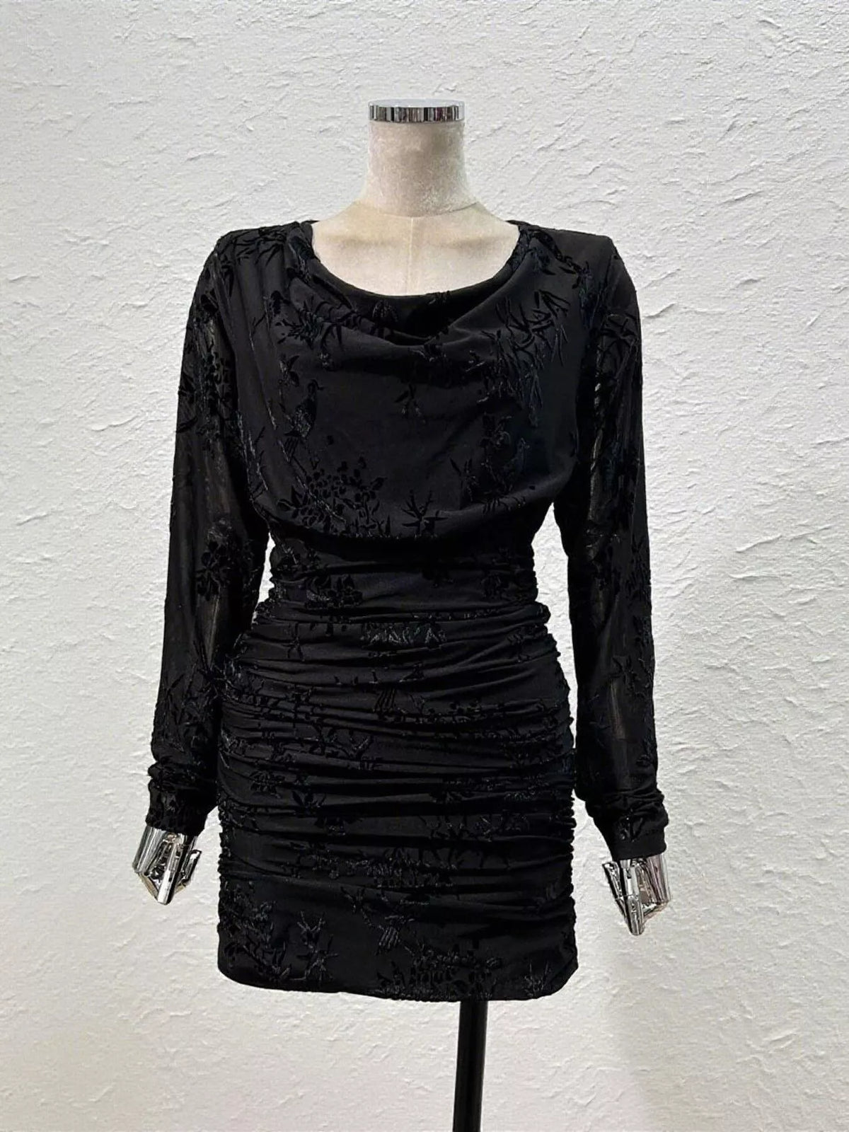 Ruched Long Sleeve Mini Dress