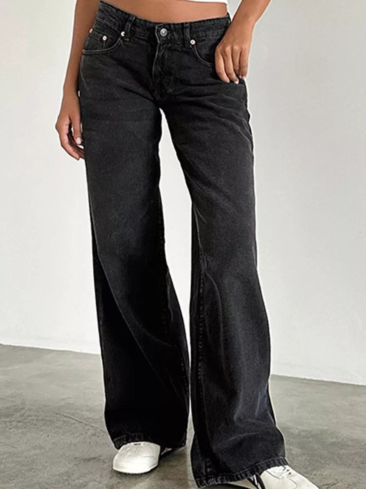 Wide-Leg Vintage Wash Jeans