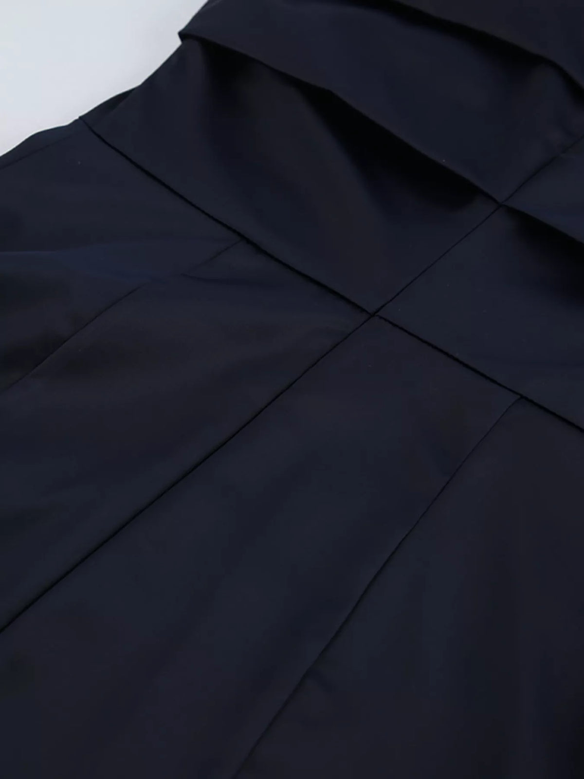 Mock Neck Flounce-Sleeve Dress in Dark Navy
