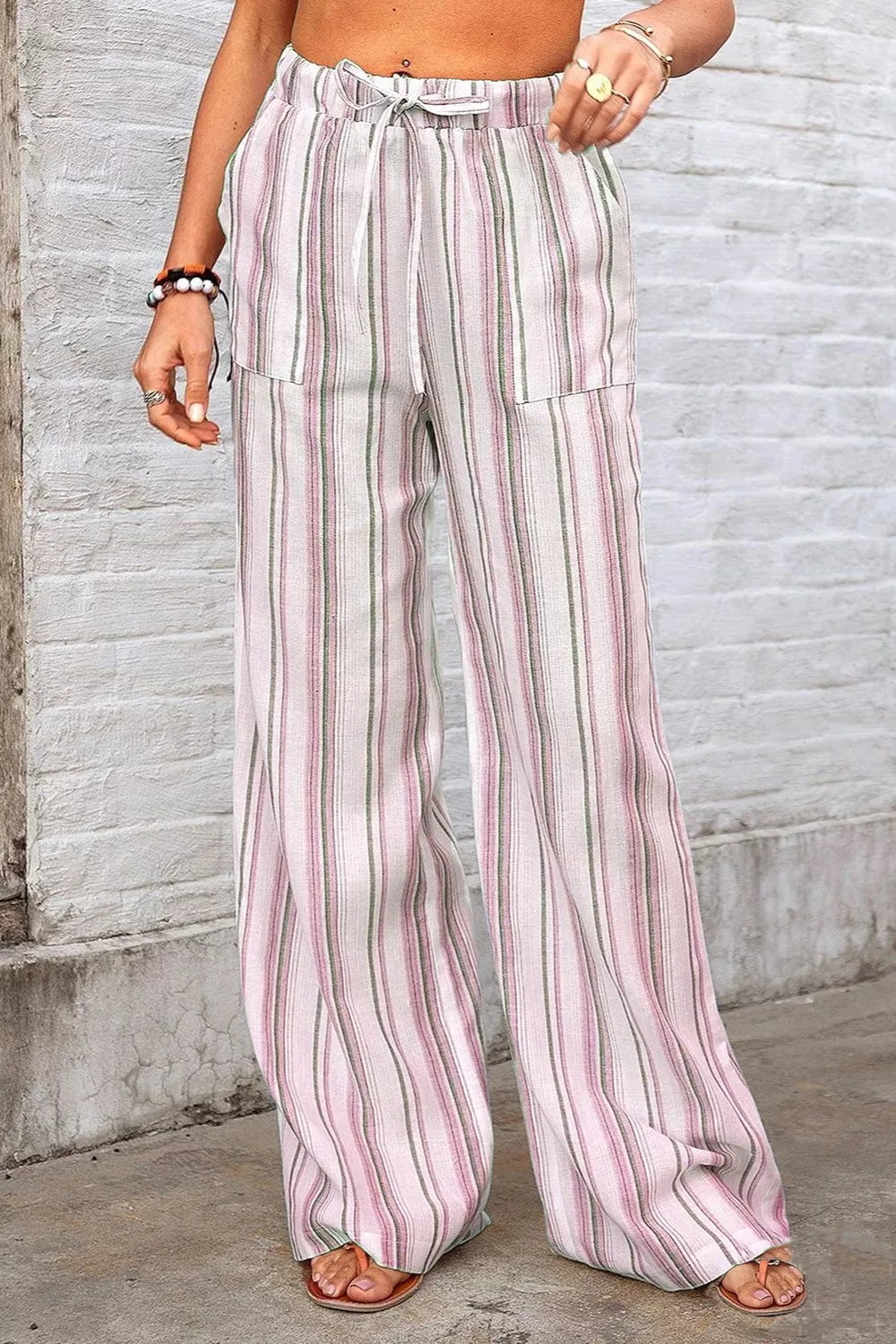 Plus Size Striped Wide-Leg Pants