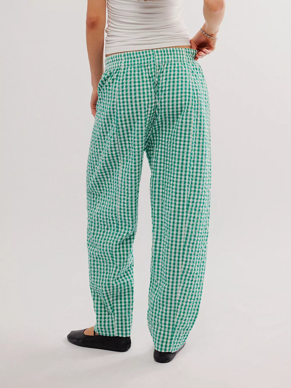 Gingham Relaxed-Fit Pants