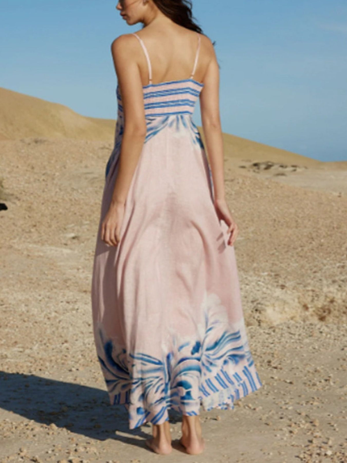 Striped Smocked Maxi Dress in Pink