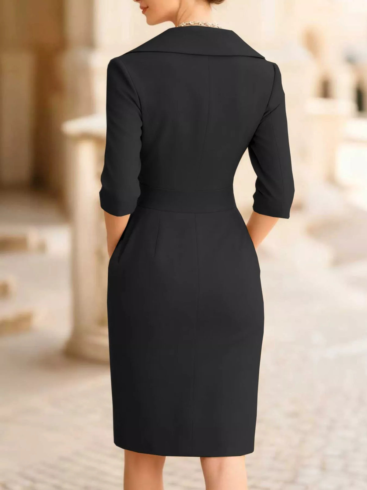 Surplice Neck Ruched Long Sleeve Dress