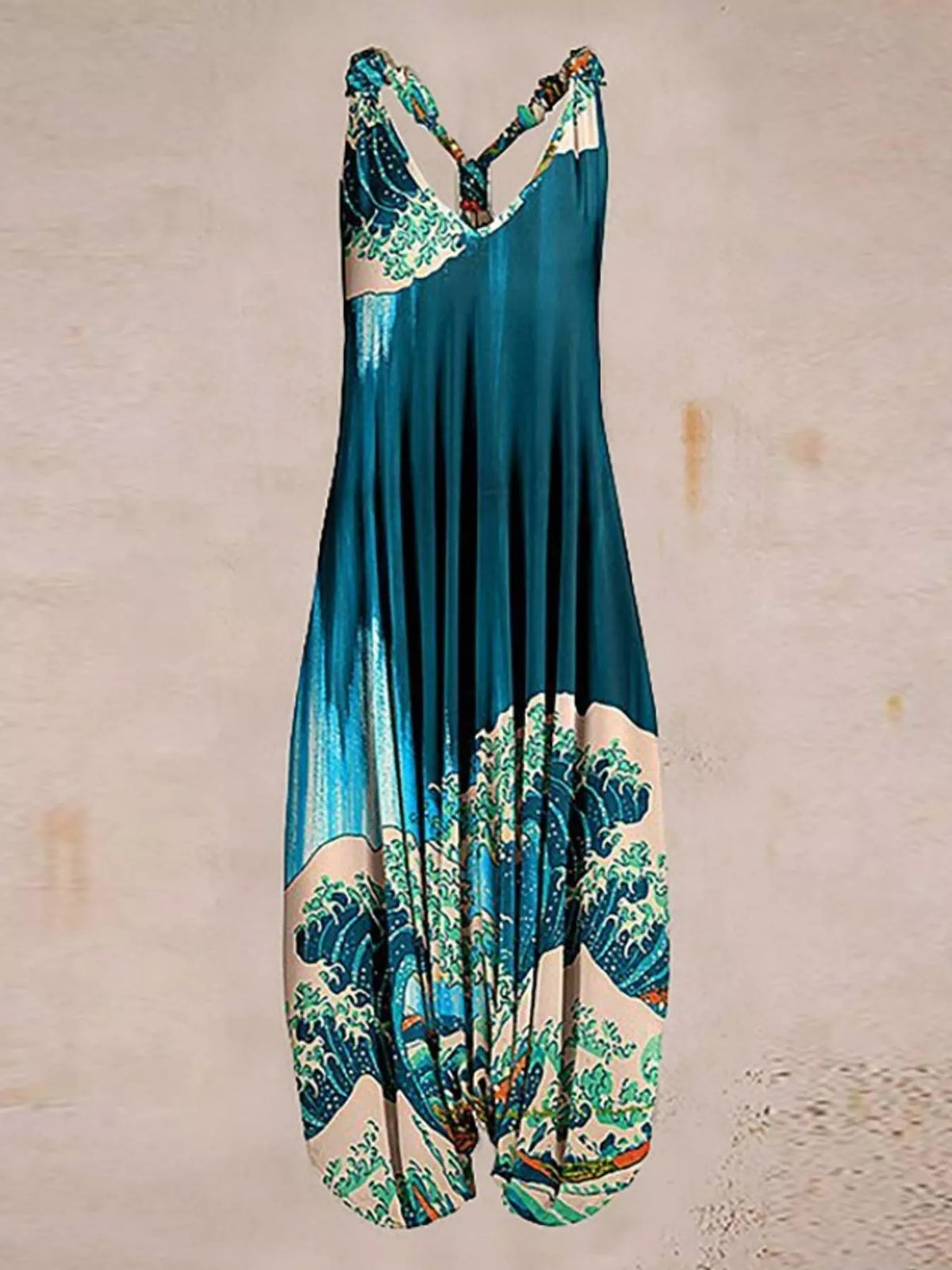 Plus Size Printed V-Neck Sleeveless Romper