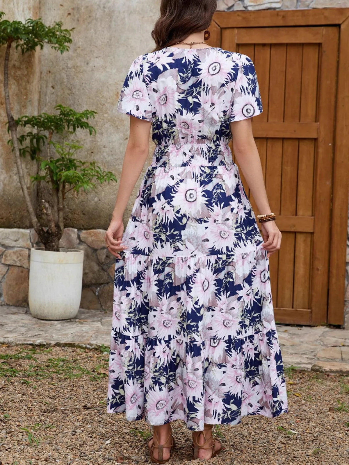 Surplice Midi Dress in Floral