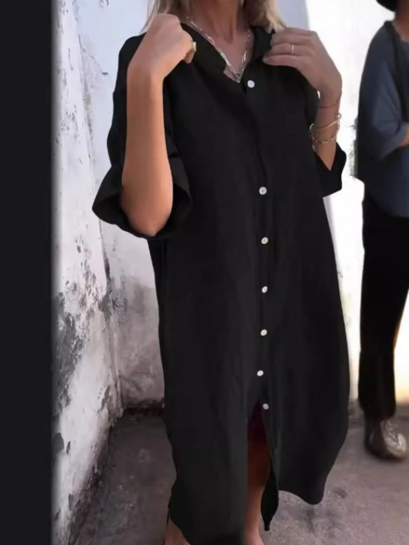 Linen Button-Down Shirt Dress