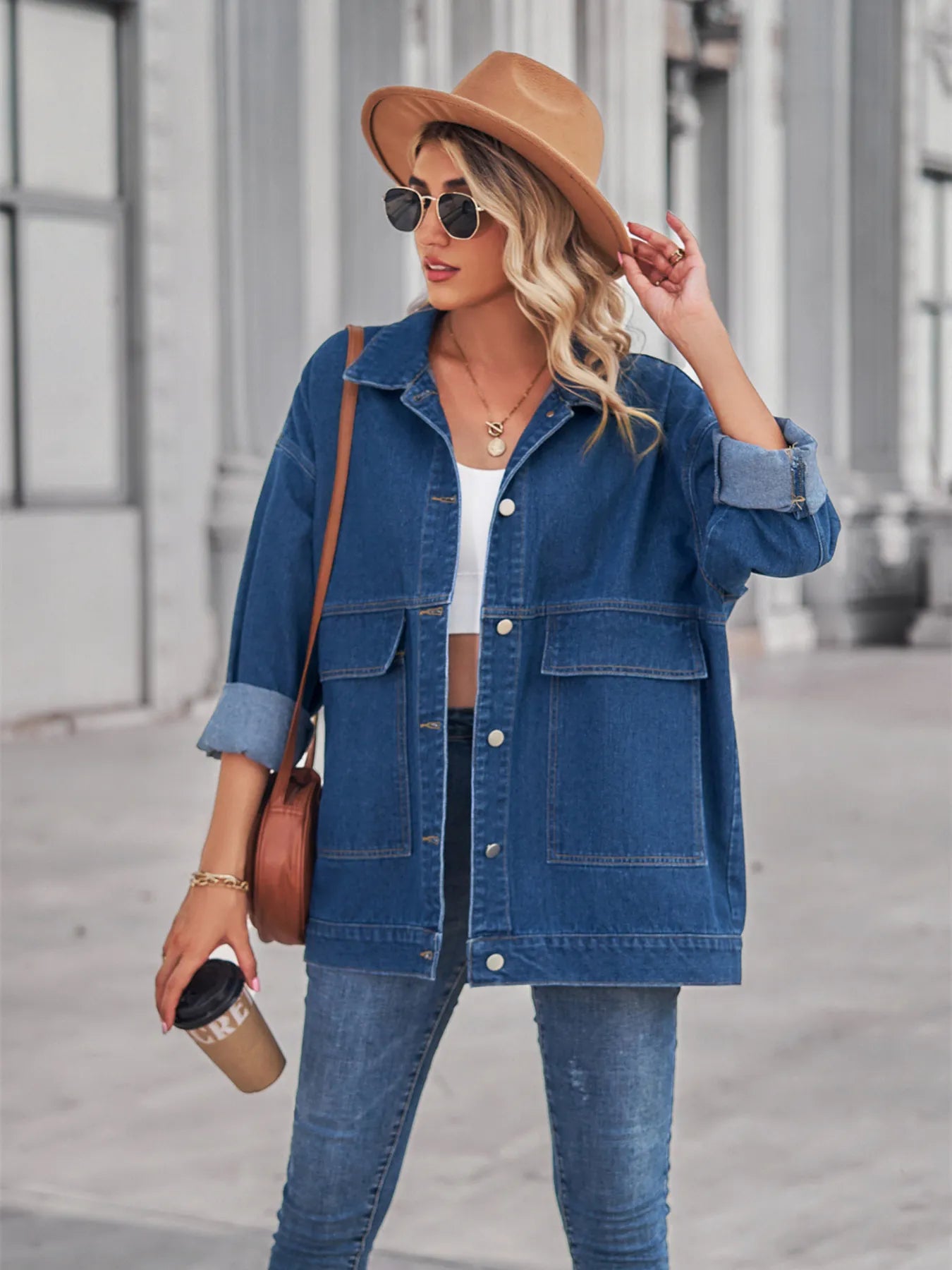 Oversized Long Sleeve Denim Jacket by Moni Wear