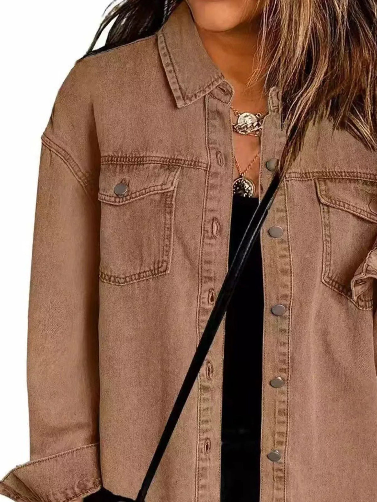 Frayed-Hem Button-Up Denim Jacket