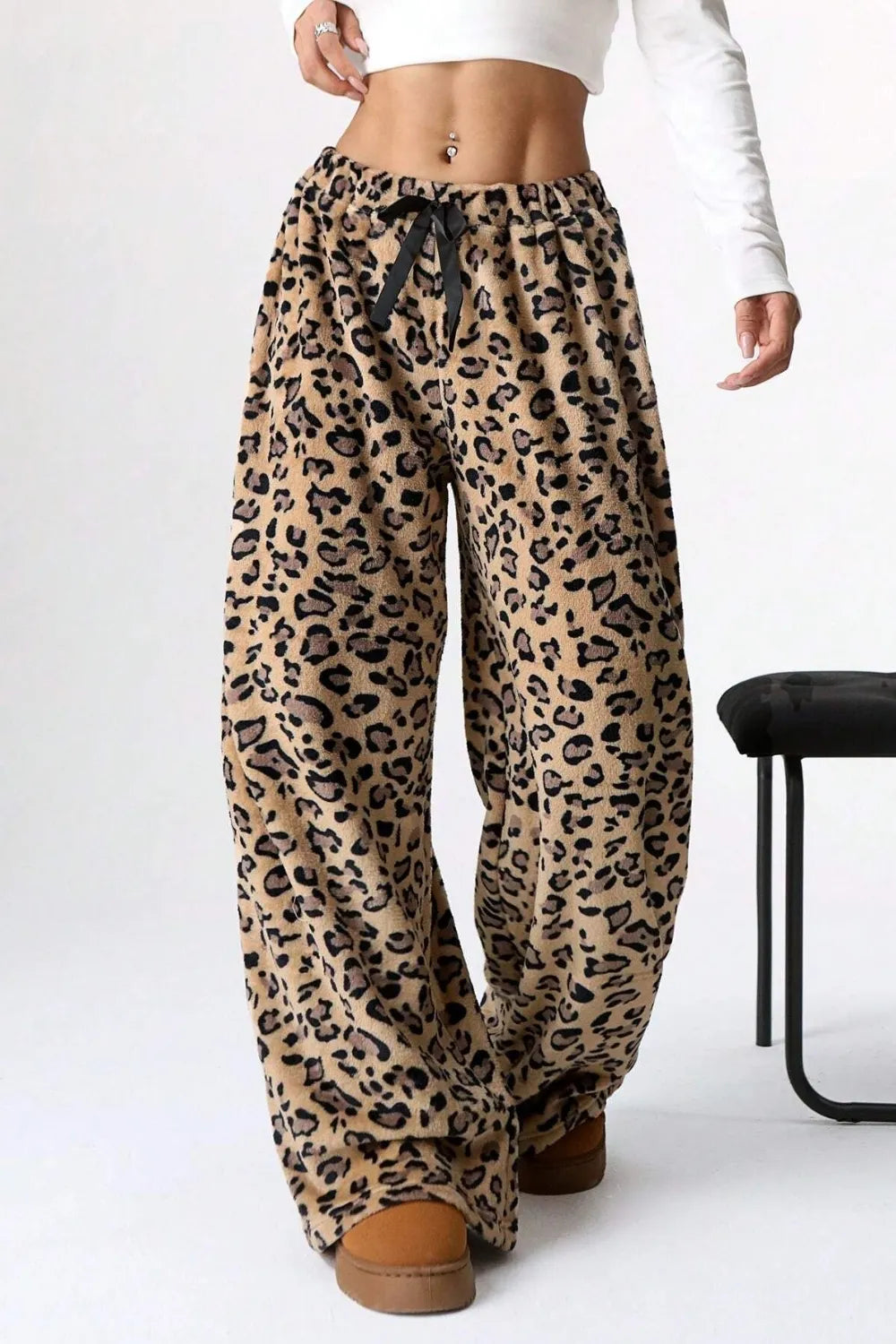 Wide Leg Pants in Leopard Print