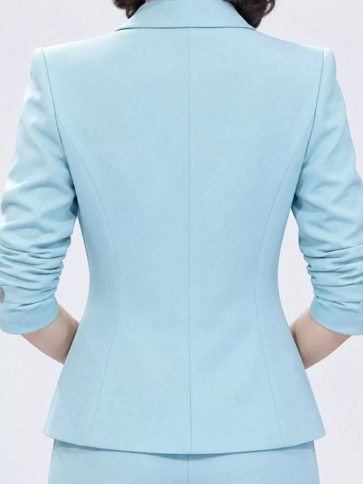 Double-Breasted Blazer and Pants Set in Light Blue