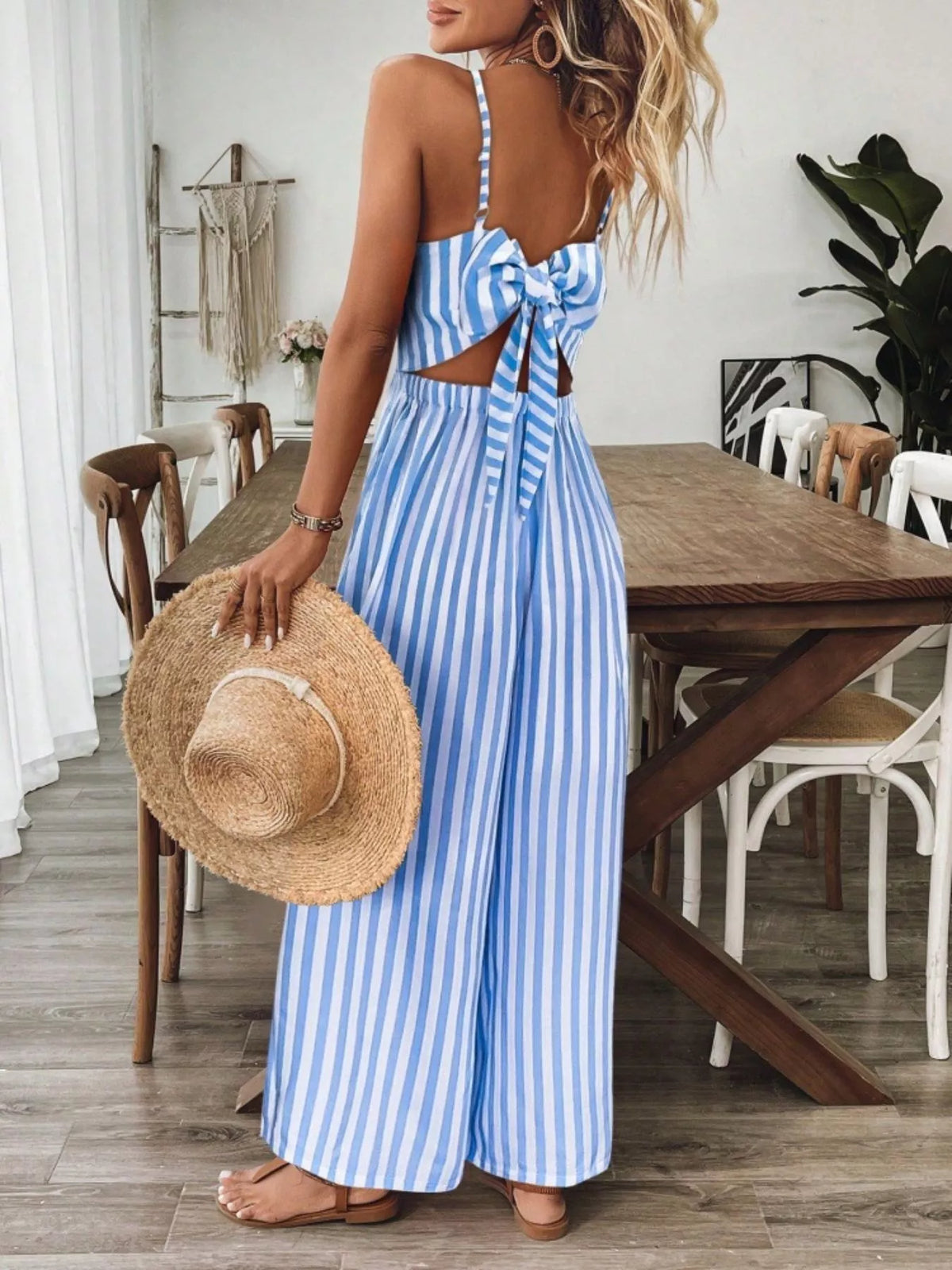 Backless Spaghetti Strap Wide Leg Jumpsuit