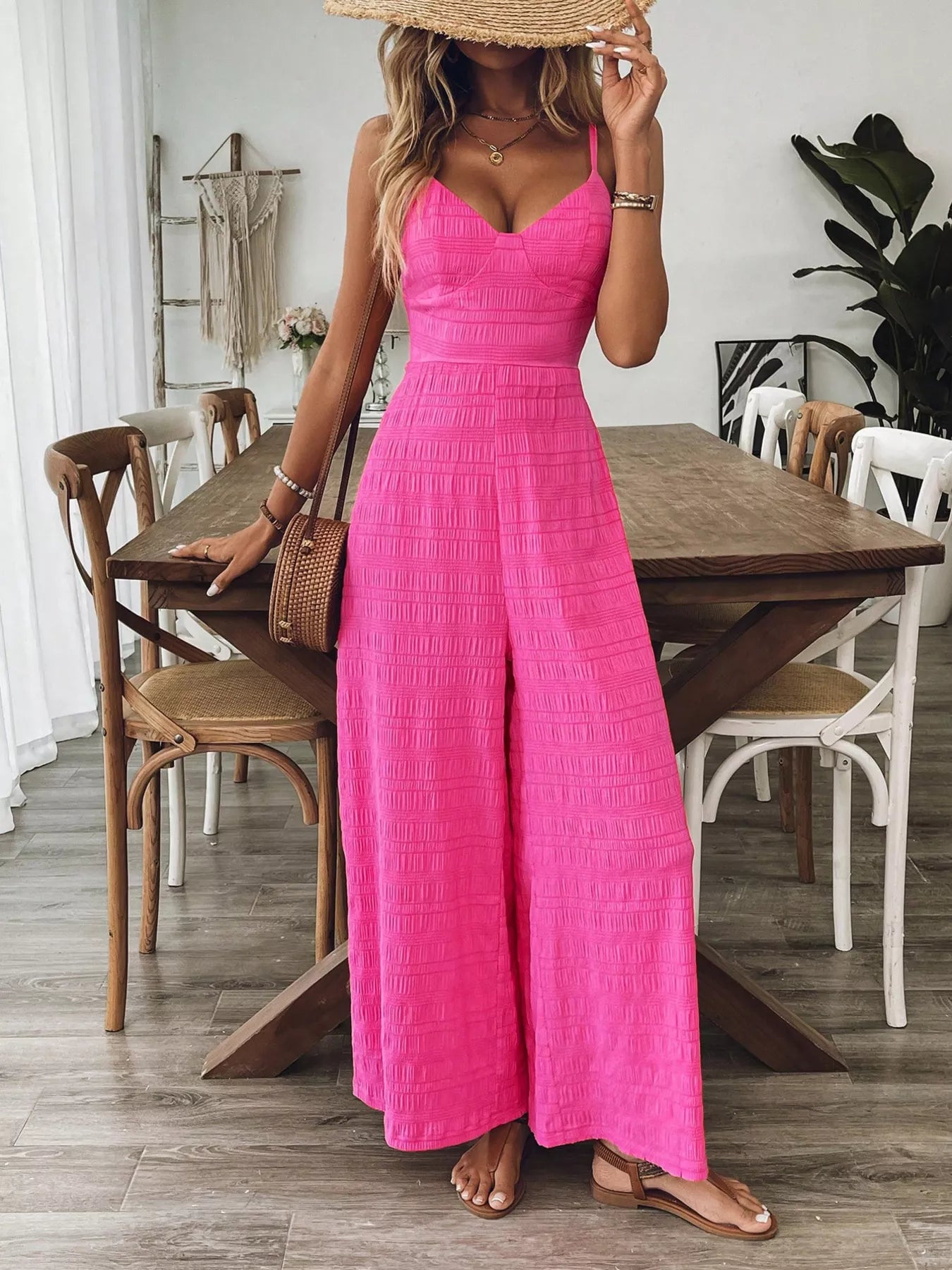 Bow-Back Sleeveless Wide Leg Jumpsuit