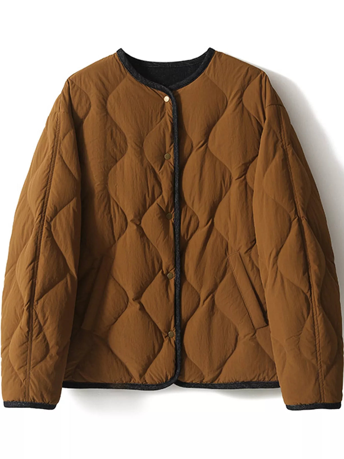 Diamond-Quilted Reversible Down Jacket in Dark