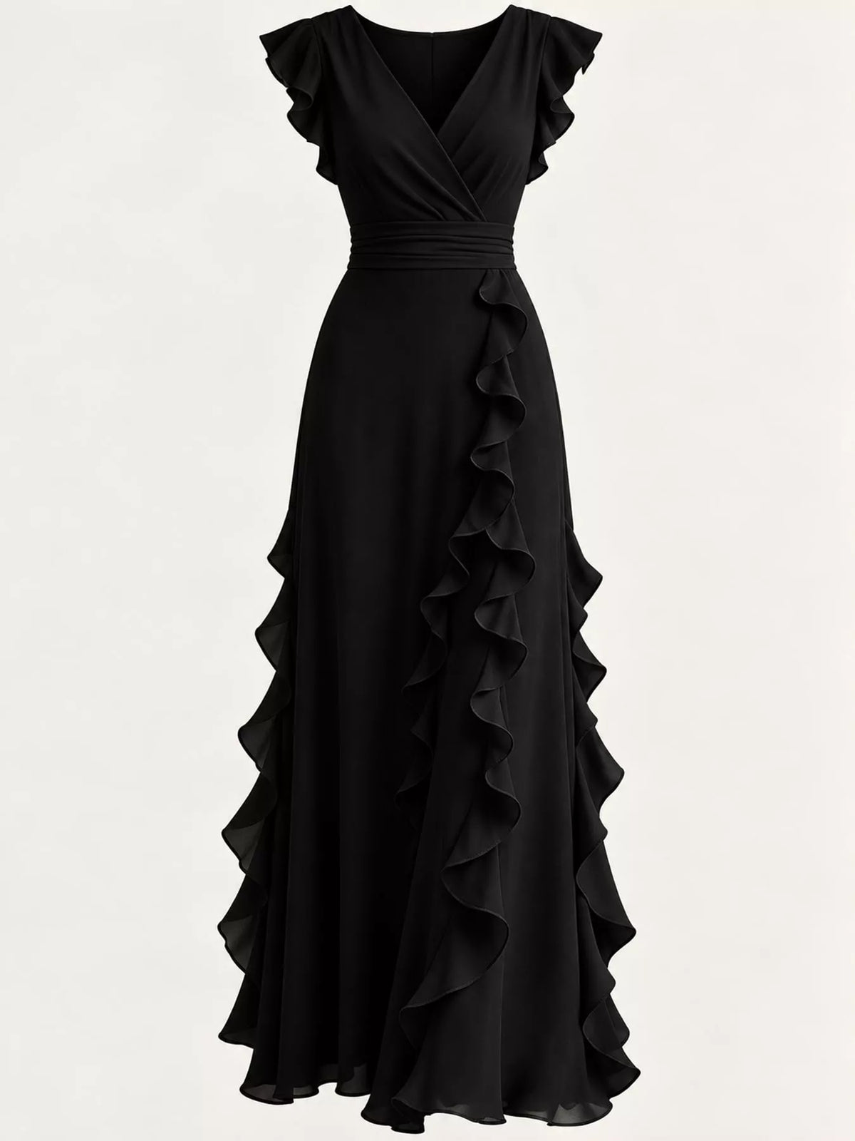 Ruffled Surplice Maxi Dress