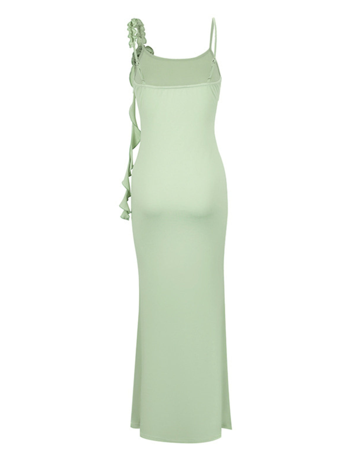 Floral Mermaid Maxi Dress in Light Green