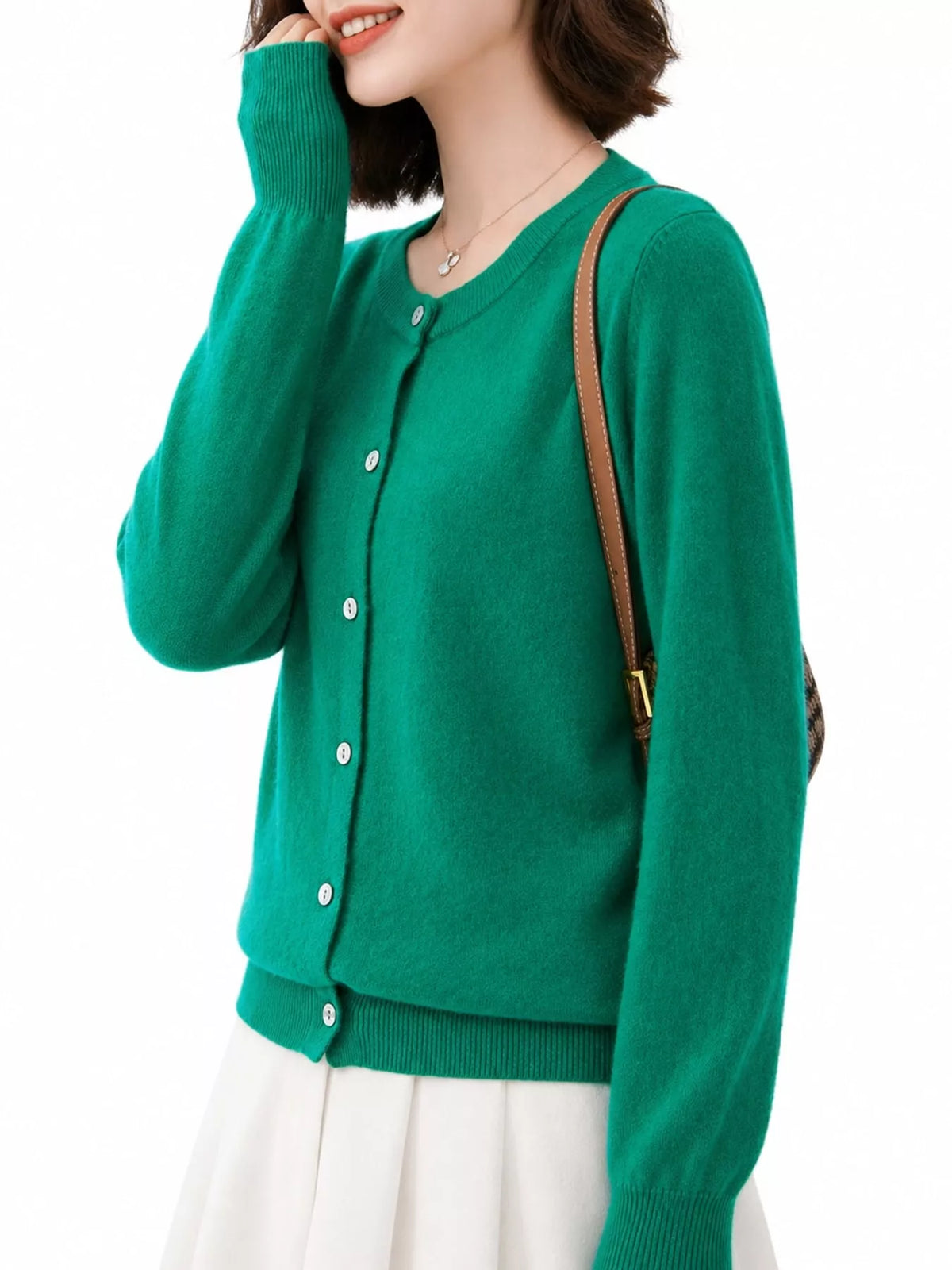 Crew Neck Button-Down Cardigan