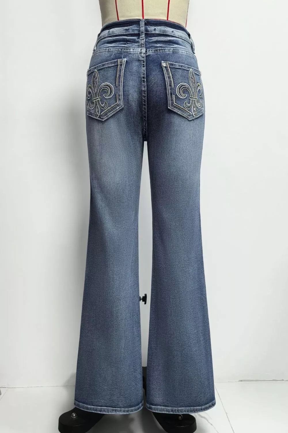 High-Waisted Flare Leg Jeans in Light Blue