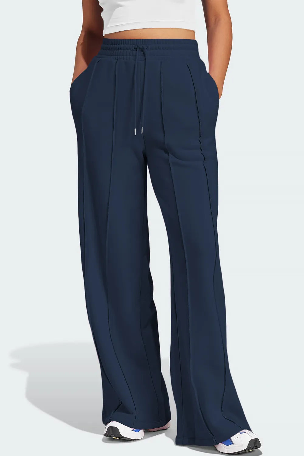 Drawstring Wide-Leg Active Pants