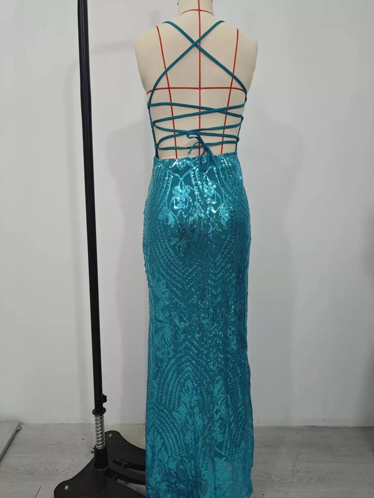 Sequin Bodycon Backless Evening Dress