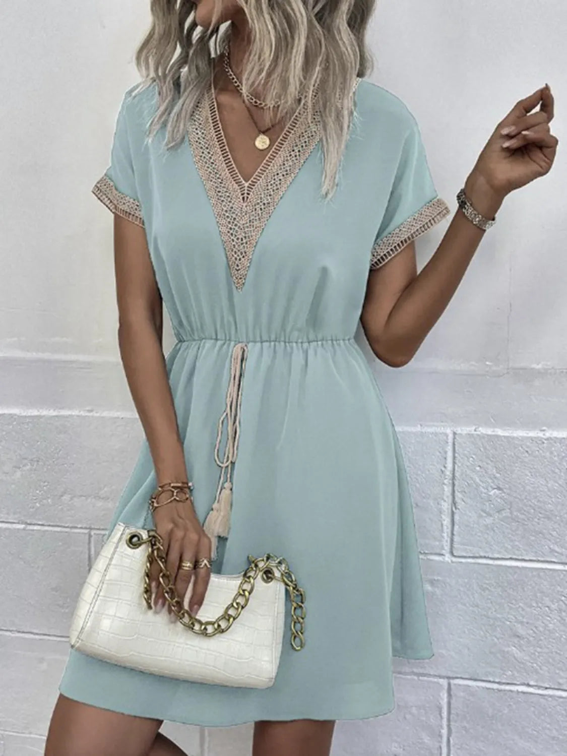 V-Neck Short Sleeve Plus Size Dress