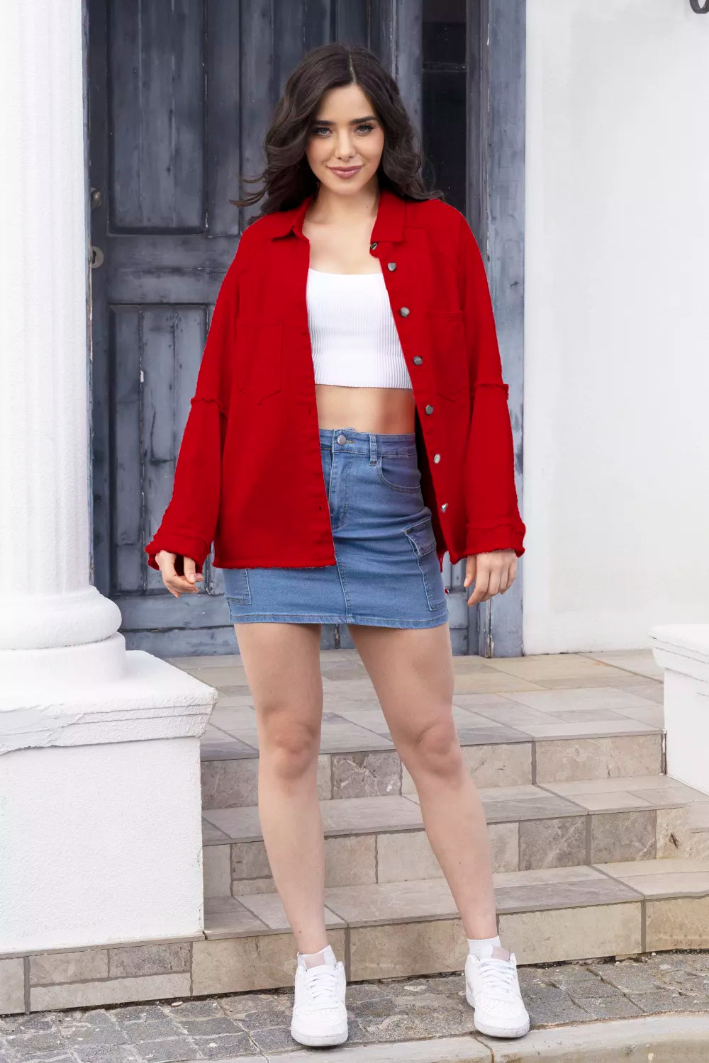 Raw-Hem Collared Denim Jacket by X@Y@K