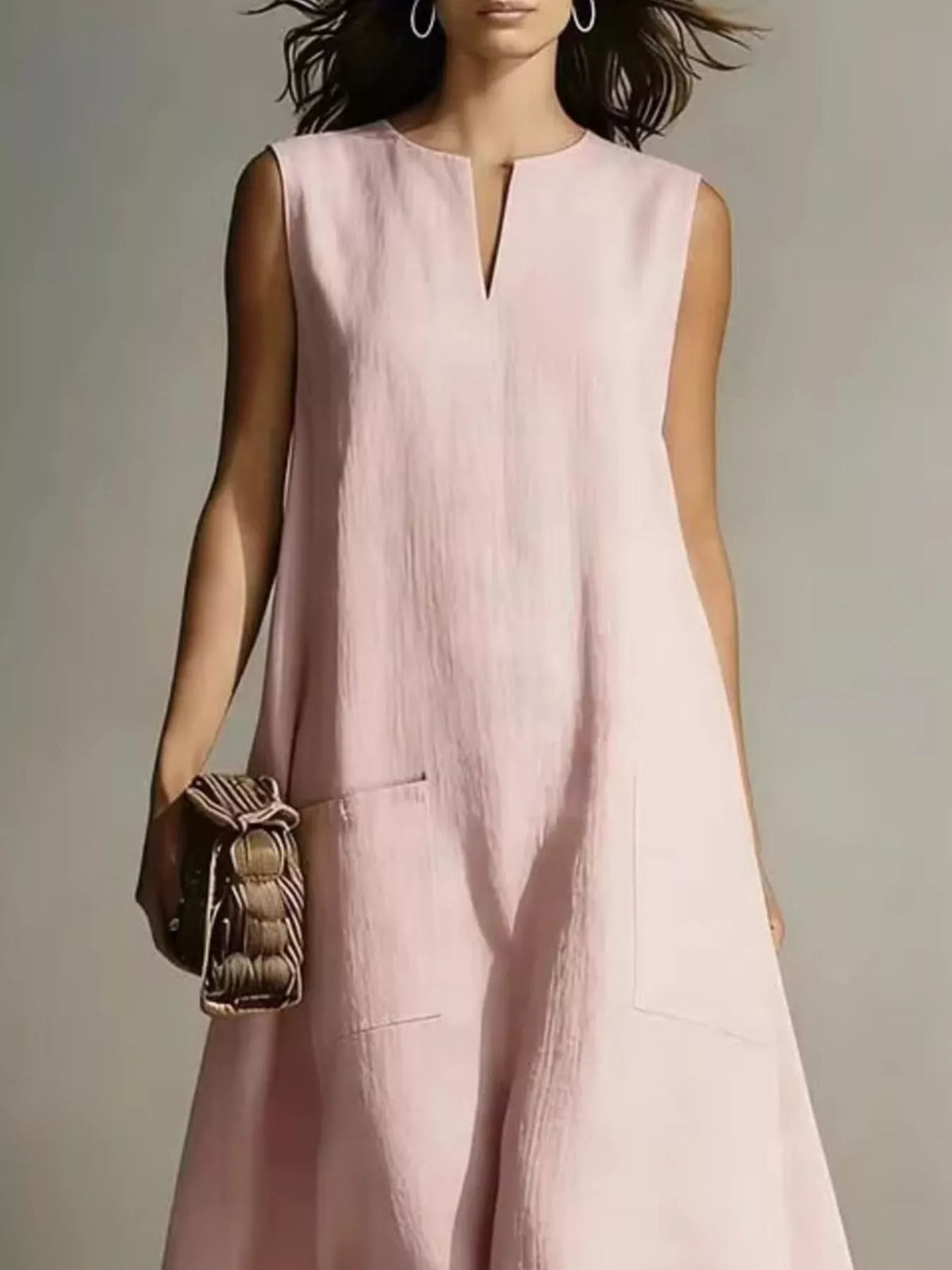 Notched Sleeveless Maxi Dress