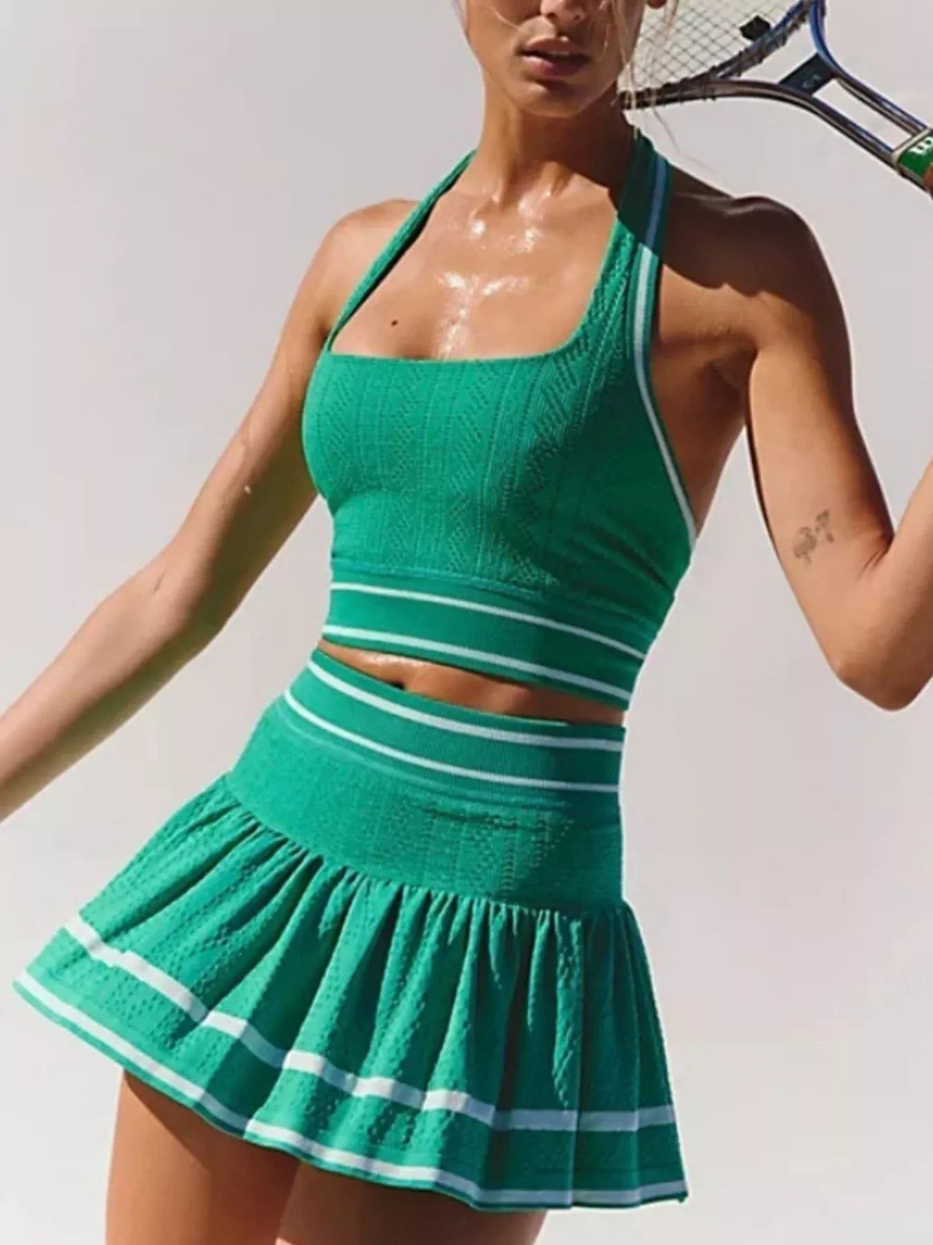Halter Tank and Skirt Tennis Active Set