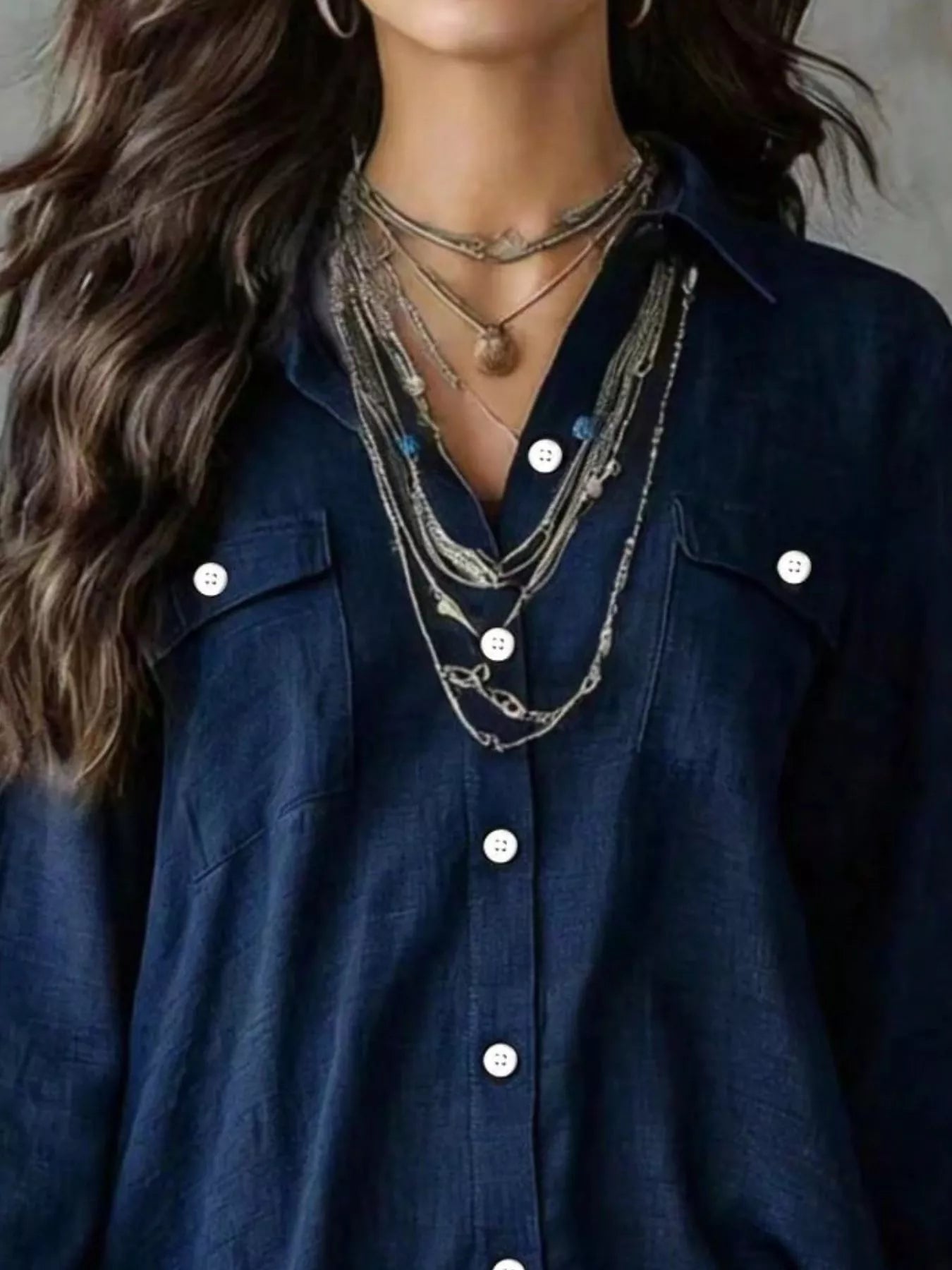 Button-Front Shirt Dress with Pockets