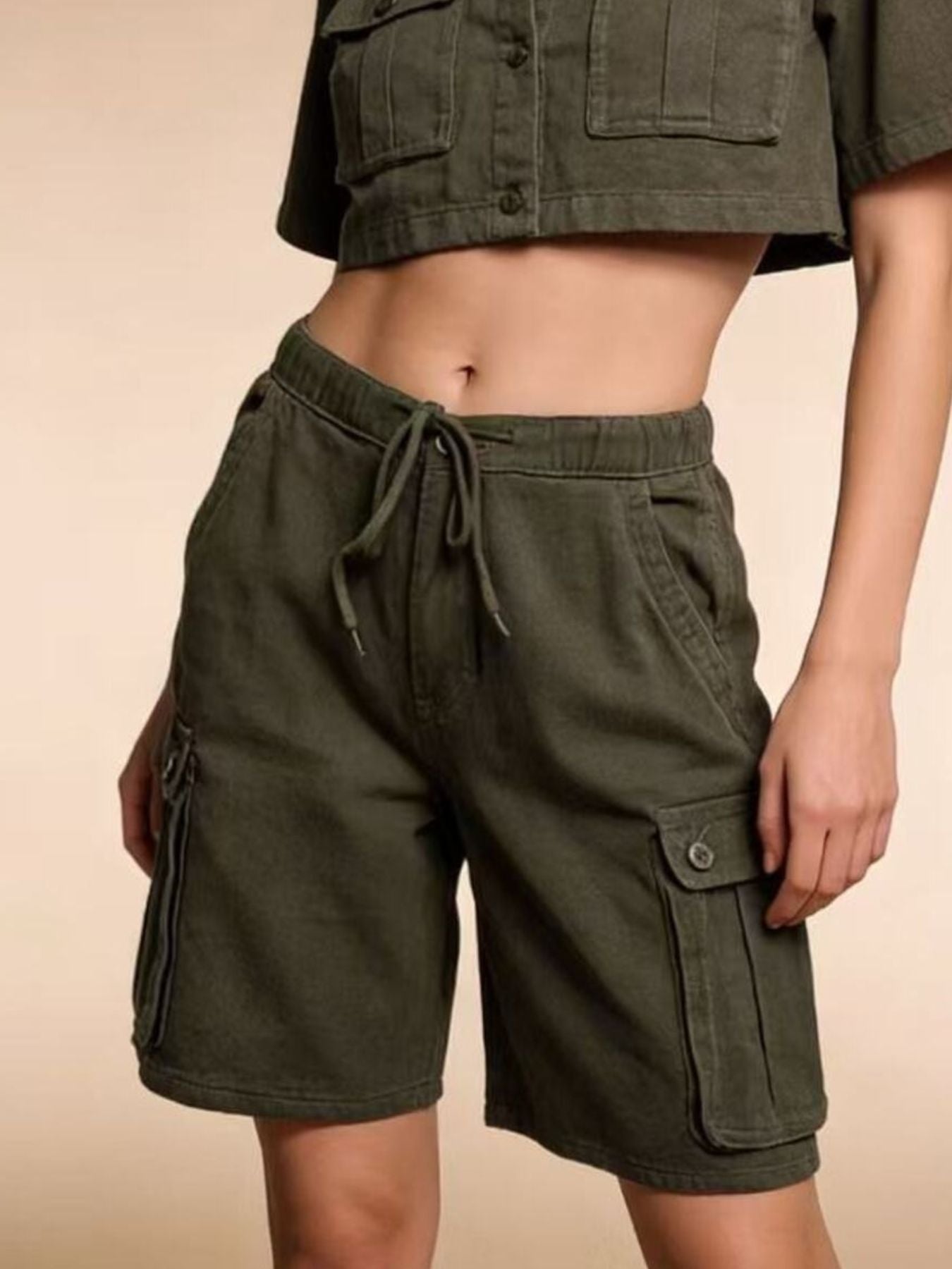 Cargo Shorts with Drawstring by Dreamy Drapes