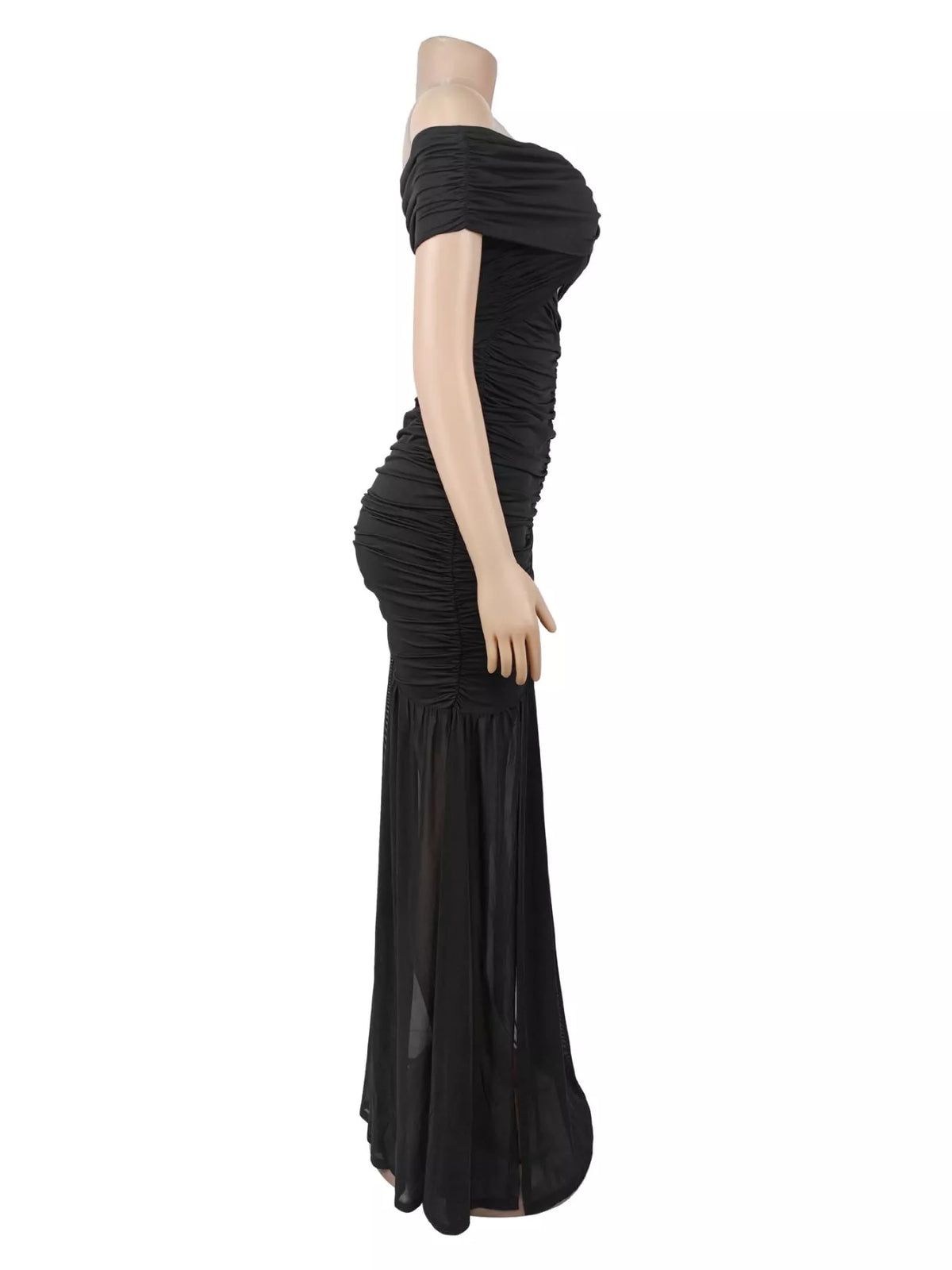 Off-Shoulder Ruched Mermaid Maxi Dress