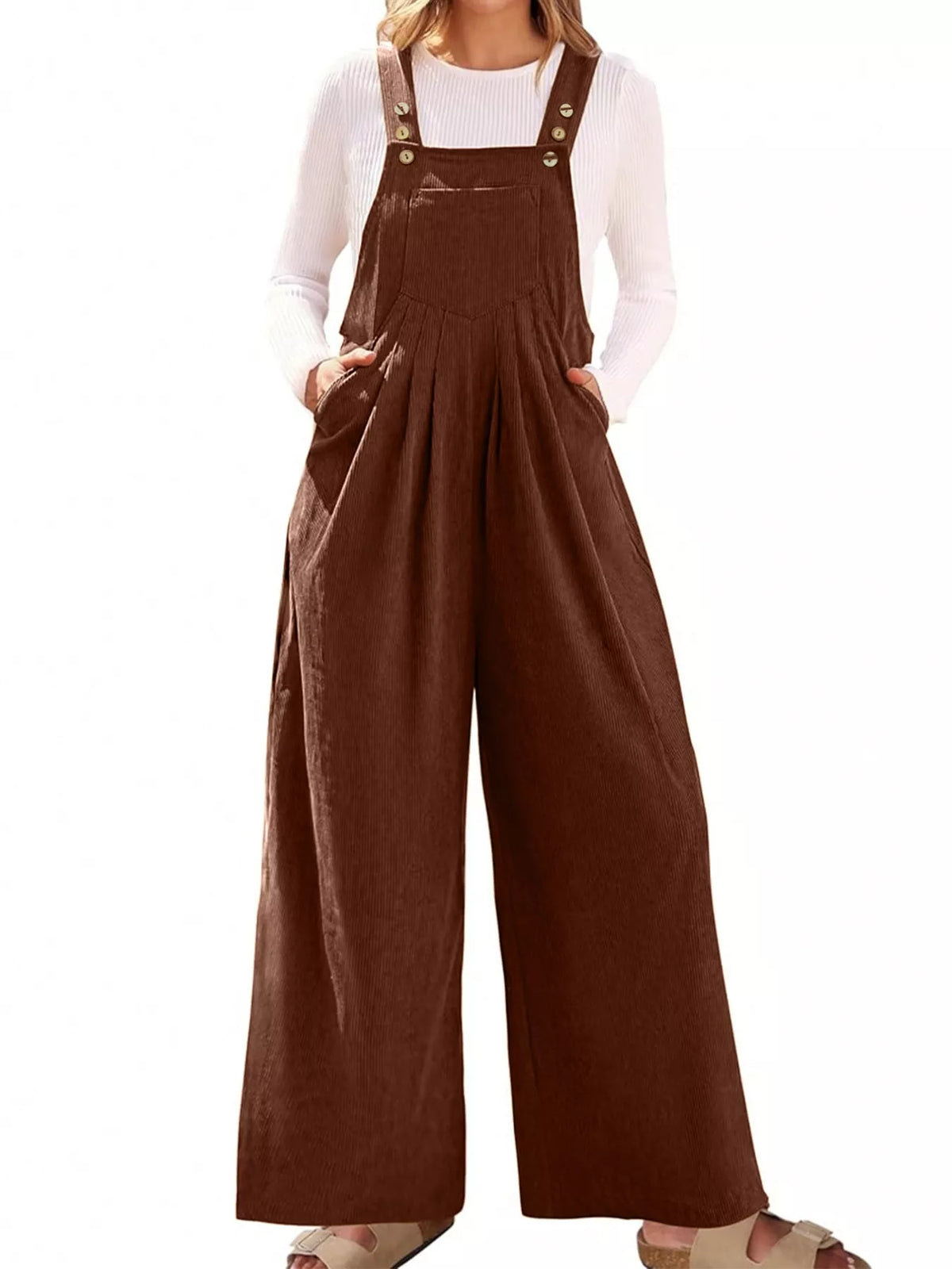 Front Ruched Wide-Leg Jumpsuit