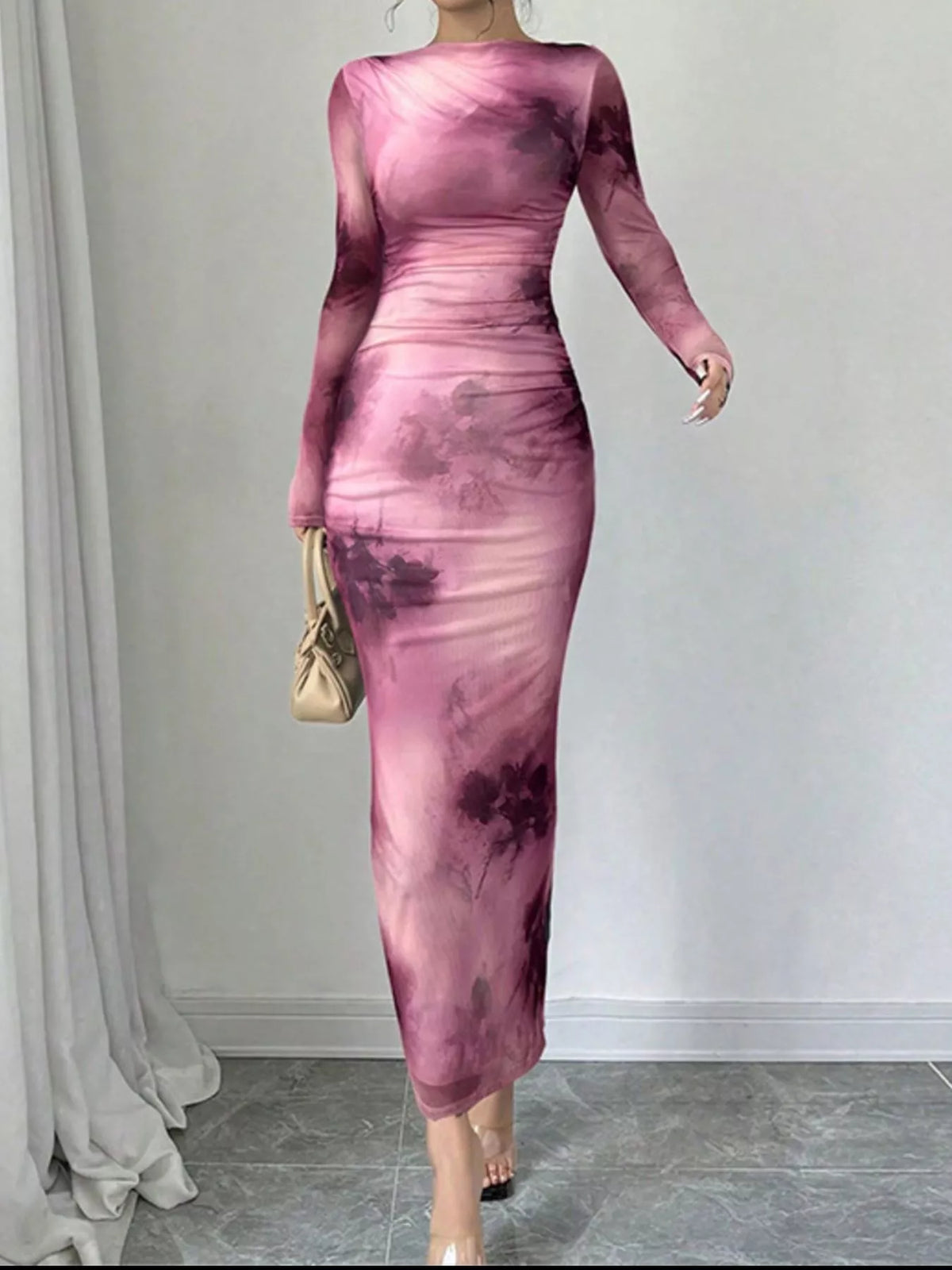 Sheer Tie-Dye Bodycon Maxi Dress by Calliope