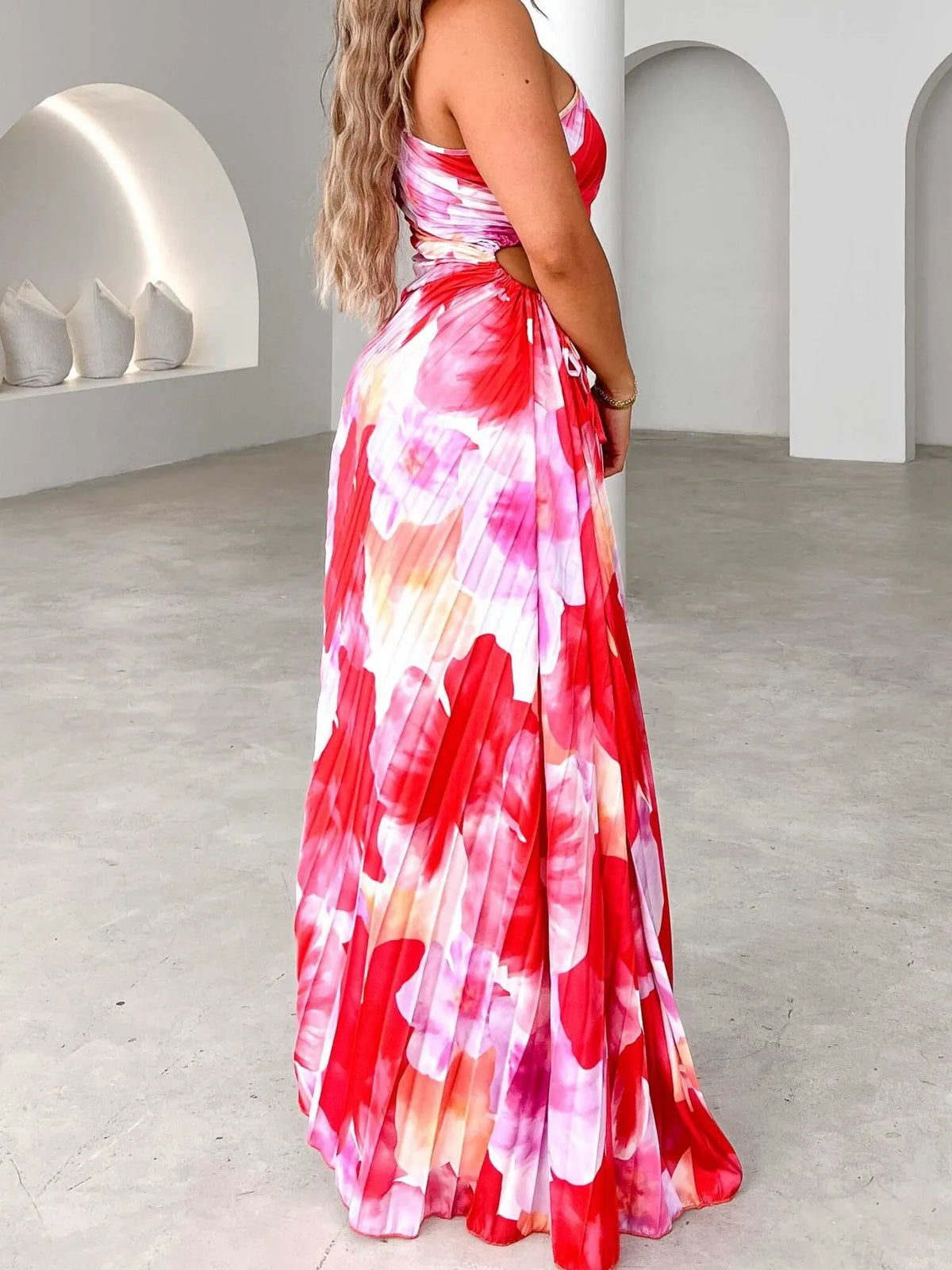 One Shoulder Asymmetrical Maxi Dress