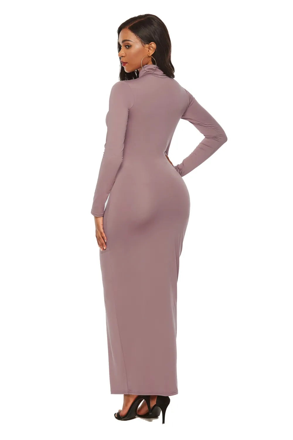 Mock Neck Long Sleeve Maxi Dress