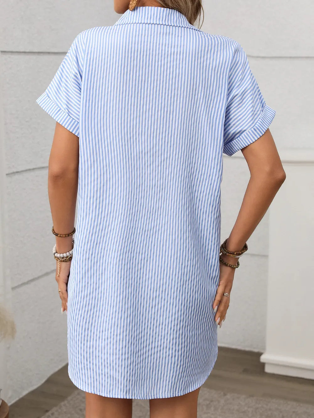 Striped Button-Down Mini Dress