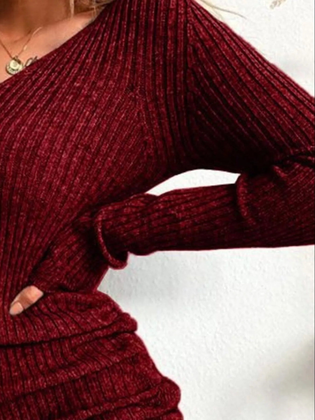 Ribbed Knit Drawstring Bodycon Sweater Dress