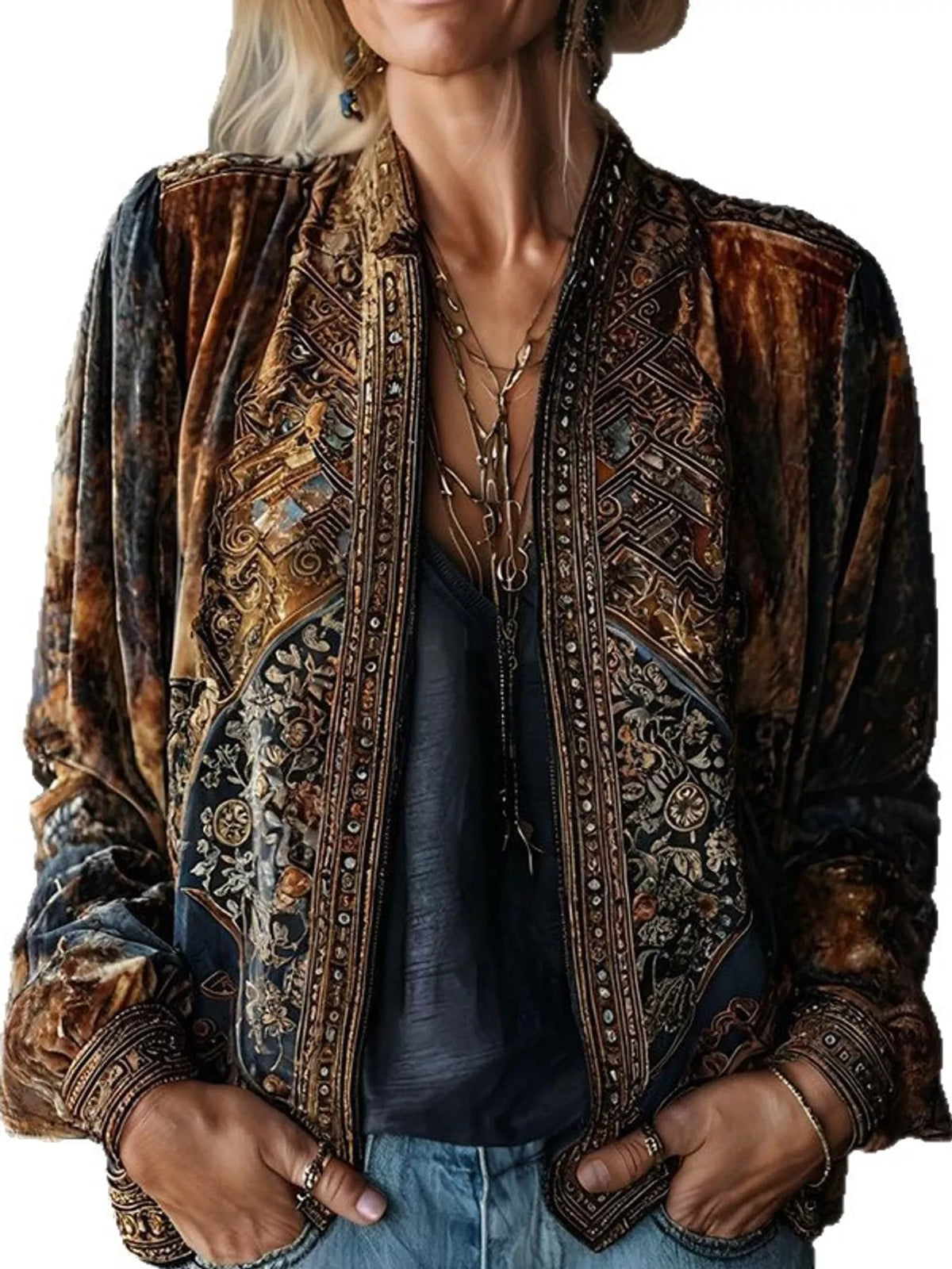 Open Front Cardigan in Multicolor