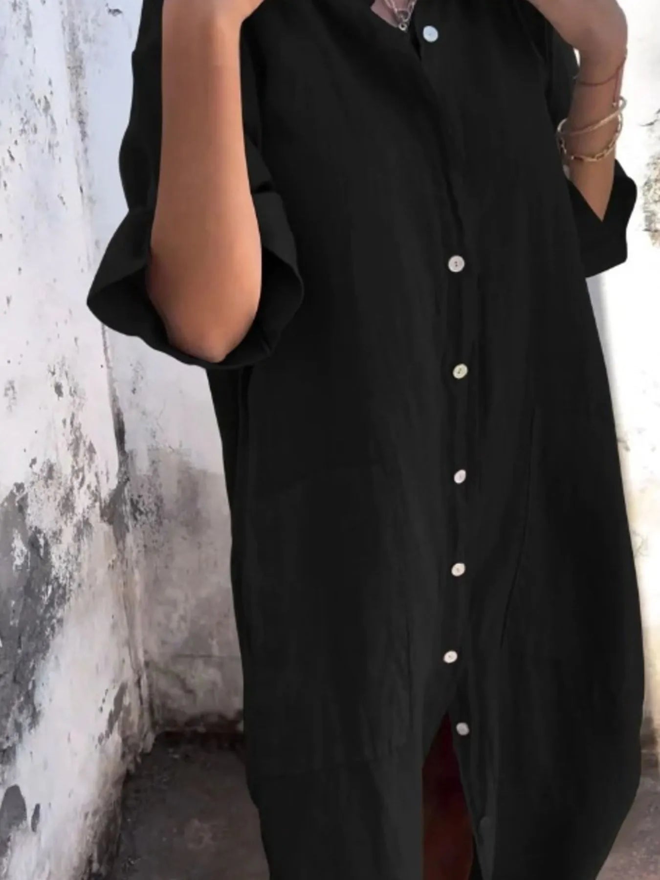 Linen Button-Down Shirt Dress