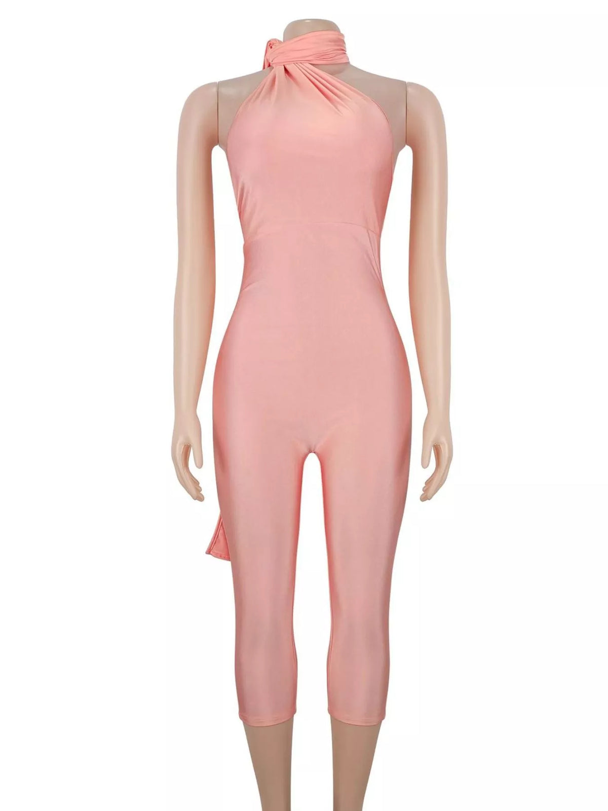 Halter Neck Crisscross Bodycon Jumpsuit