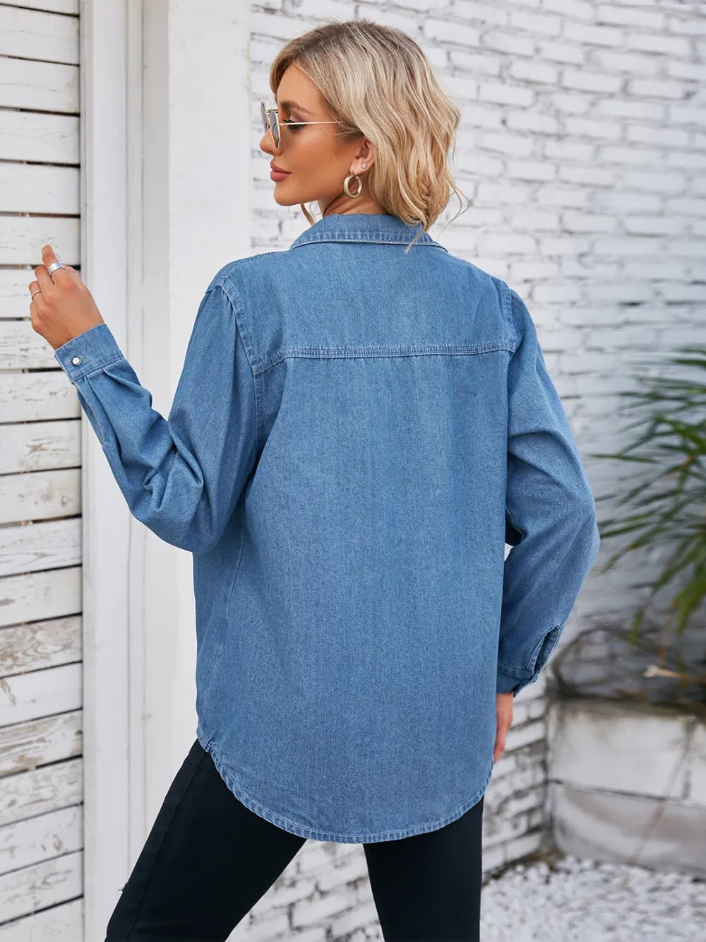Collared Button-Up Denim Jacket by Manny