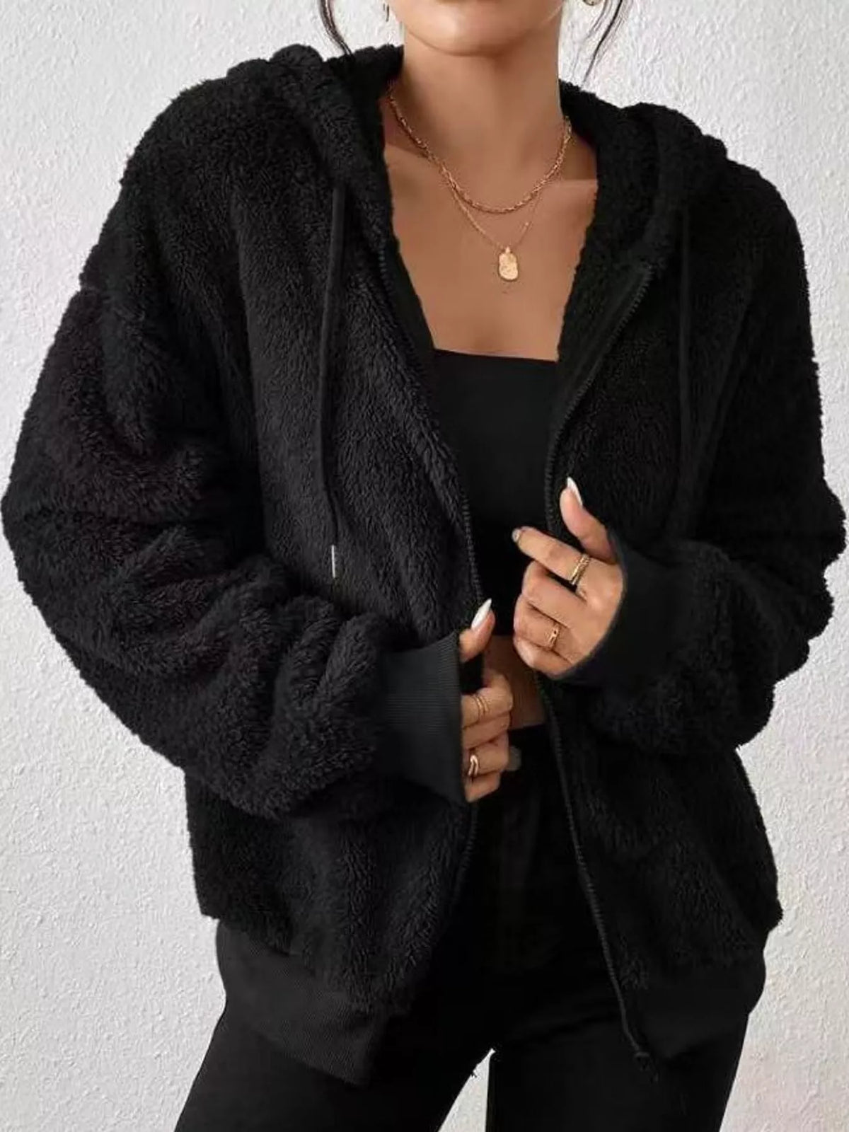 Fleece Zip-Up Hooded Jacket