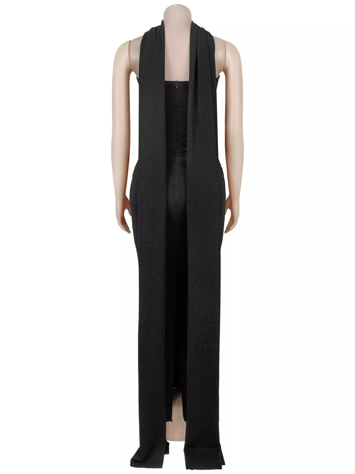 Glitter Tube Maxi Dress with Scarf in Black