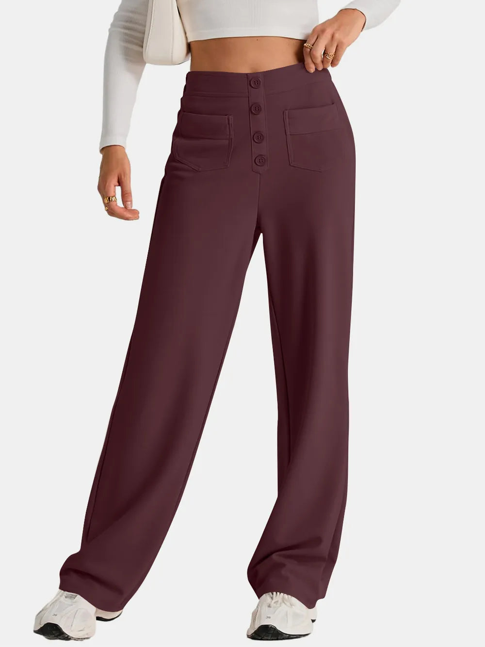High Waist Wide Leg Pants by K&L