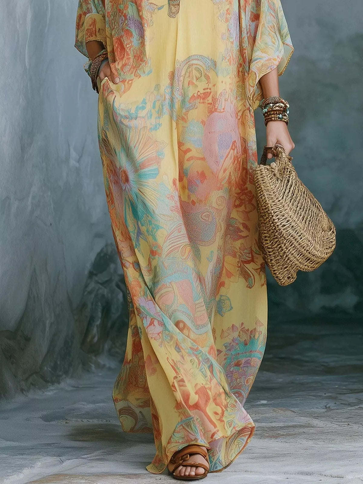 Floral V-Neck Maxi Dress by Kaelinne