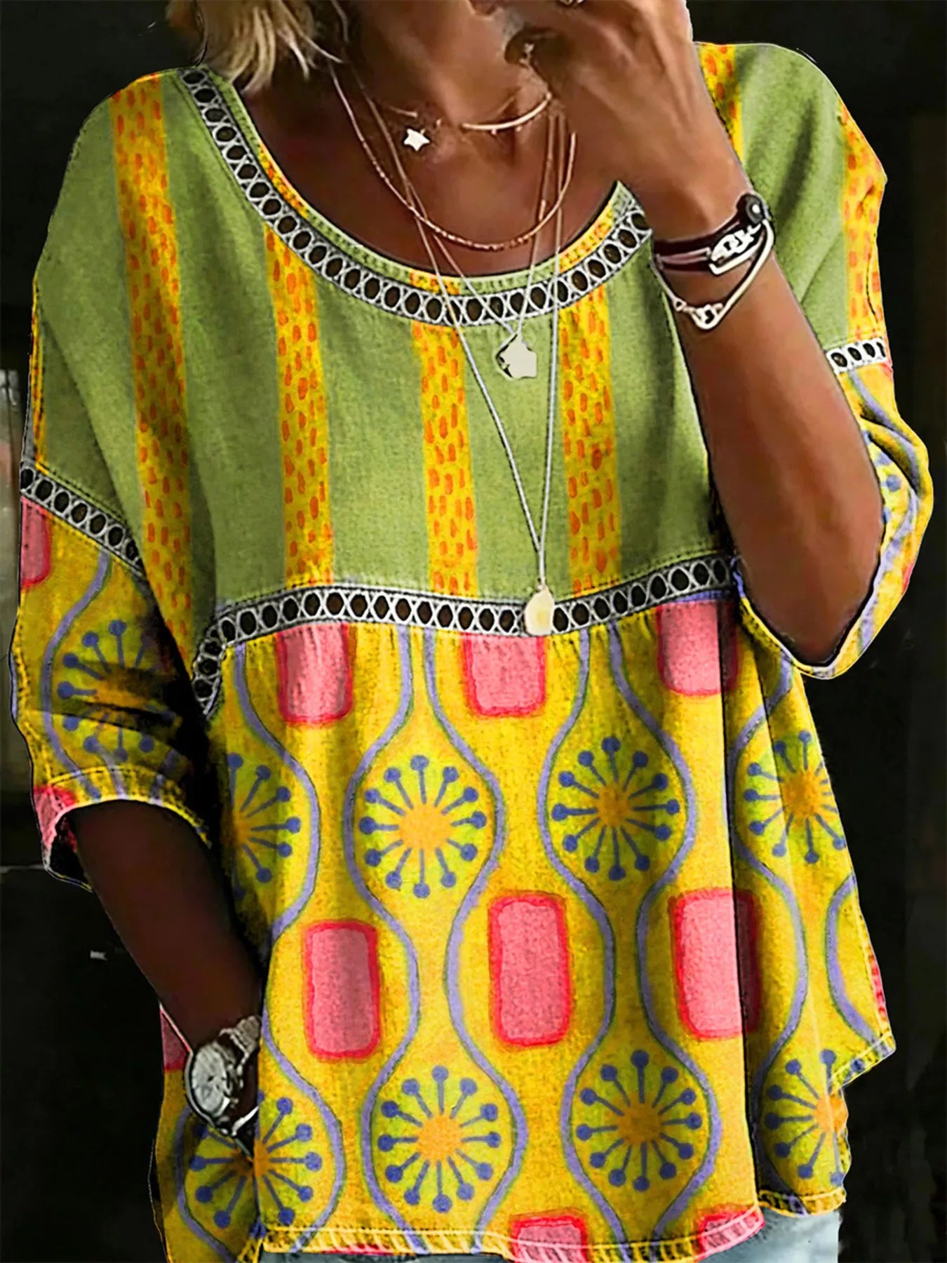 Hollow Out Round Neck Top